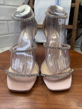 Betsy Johnson Elisa Blush Pink Gem-Embellished Strappy Heels